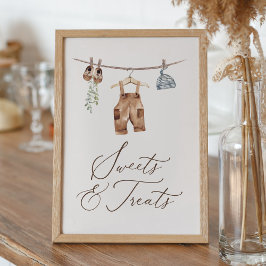 Póster Ropa de bebé Niño Dulces y Tratamientos de Baby Sh