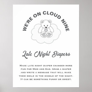 Póster Ropa de bebé para ducha de bebé en la nube nueve p