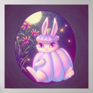 Póster Ropa De Calabaza Con Conejo Blanco En Pintura De M