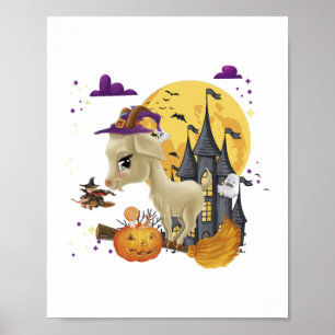 Póster Ropa de calabaza de baño de cabra de Halloween