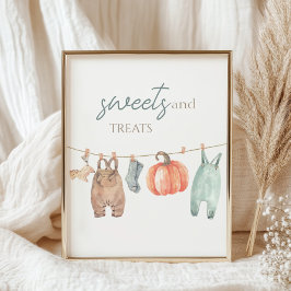 Póster Ropa de calabaza pequeña Cae Ropa niño Dulces y Tr