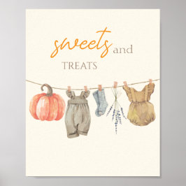 Póster Ropa de calabaza pequeña Ropa de Chica Dulces y Tr