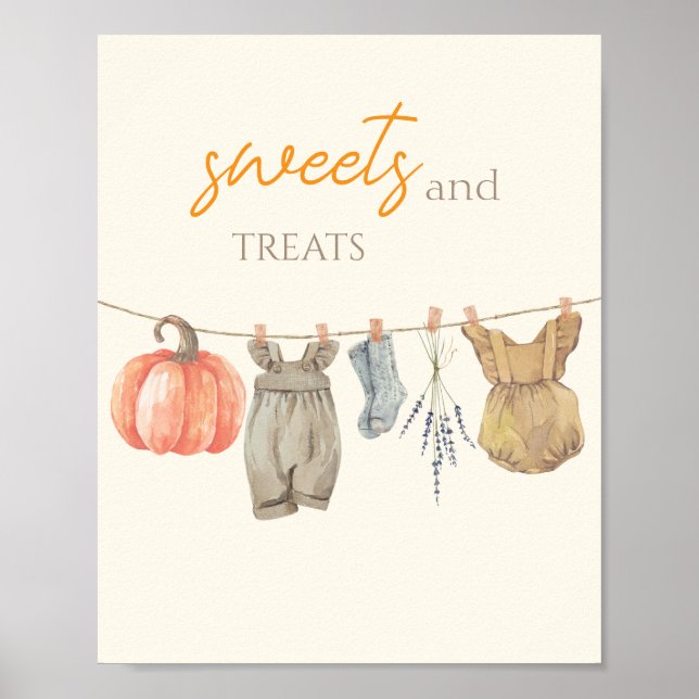 Póster Ropa de calabaza pequeña Ropa de Chica Dulces y Tr (Frente)