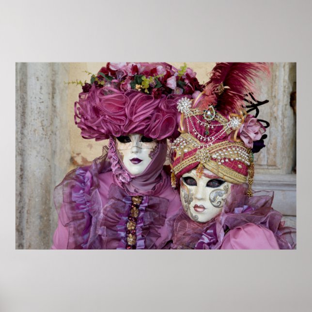 Póster Ropa de carnaval morado, Venecia (Frente)