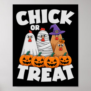 Póster Ropa de Chick Or Treat Halloween divertido pollo A