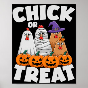 Póster Ropa de Chick Or Treat Halloween divertido pollo A