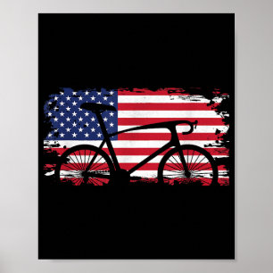 Póster Ropa de ciclismo en carretera con bandera estadoun