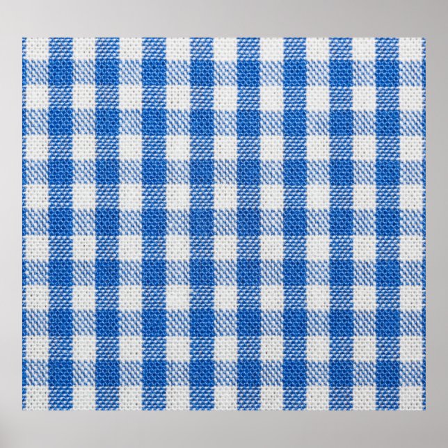 Póster Ropa de comedor de color azul-blanco. (Frente)