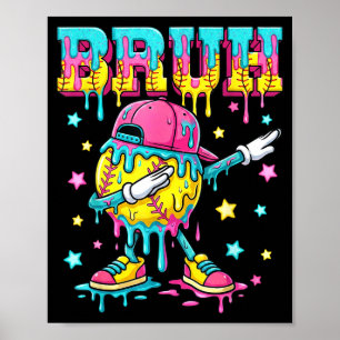 Póster Ropa de estilo de vida de béisbol juvenil goteo bé