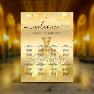 Póster Ropa de flores de vestir de oro Quinceanera