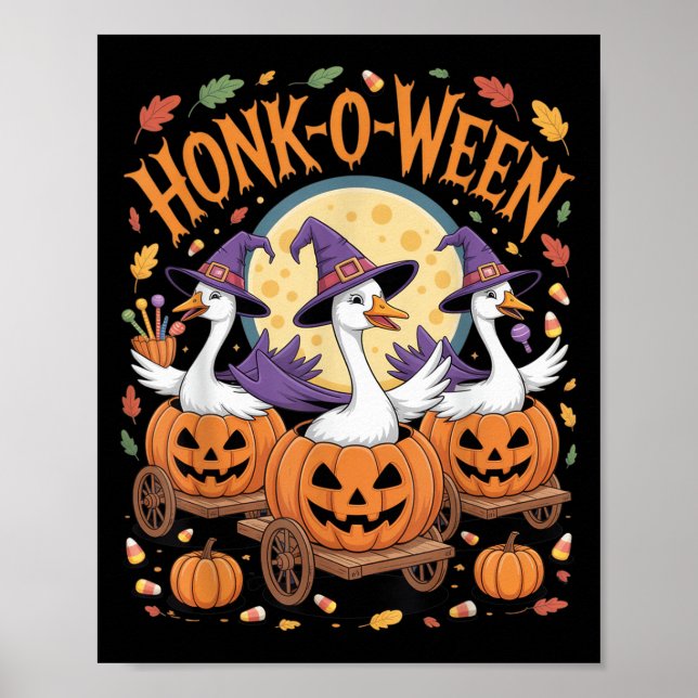 Póster Ropa de honk-o-ween Graciosa para Halloween Geese  (Frente)