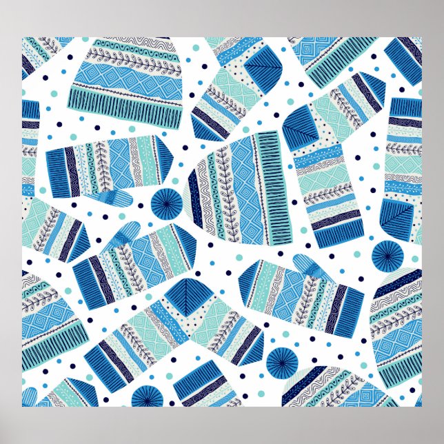 Póster Ropa de invierno de punto: Acogedor patrón sin cos (Frente)