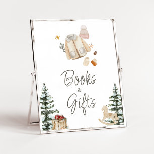 Póster Ropa de invierno hace frío fuera de libros y regal