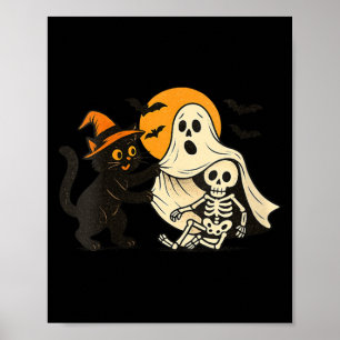 Póster Ropa de mujer vintage de Halloween gato negro reve