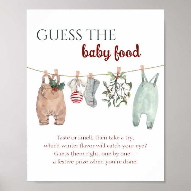 Póster Ropa de Navidad Adivina la Comida para Bebés (Frente)