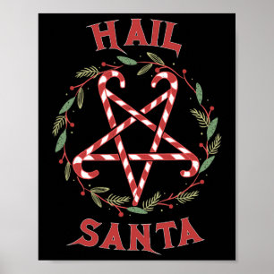 Póster Ropa de Navidad de Krampus alabando a Santa