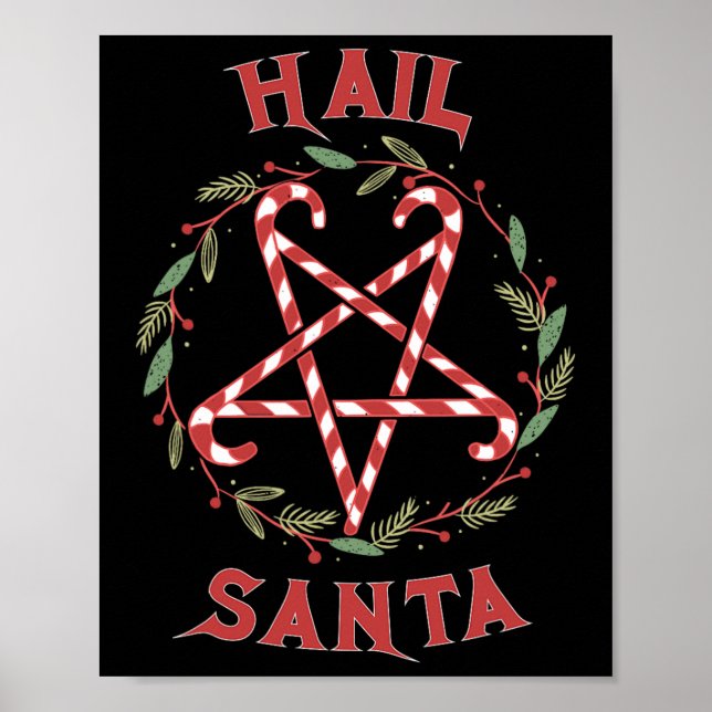 Póster Ropa de Navidad de Krampus alabando a Santa (Frente)