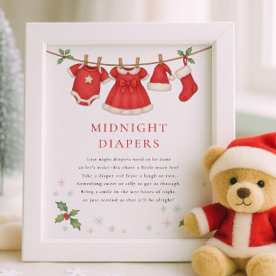 Póster Ropa de Navidad en la Cuerda de Medianoche Pañal B