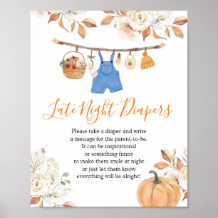 Póster Ropa de niño Calabaza Baby Shower Tarde Noche