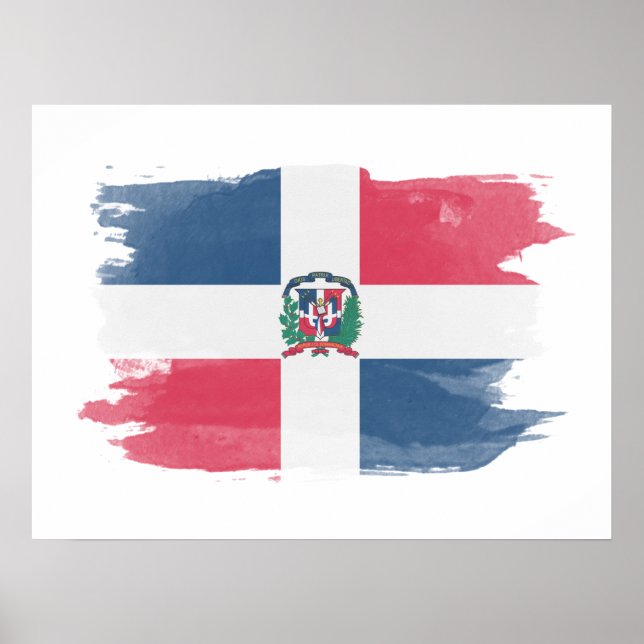 Póster Ropa de pincel de bandera de la República Dominica (Frente)