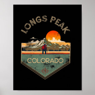 Póster Ropa de senderismo retro vintage Longs Peak Longs