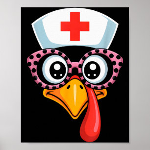 Póster Ropa de trabajo de Acción de Gracias Cara de pavo