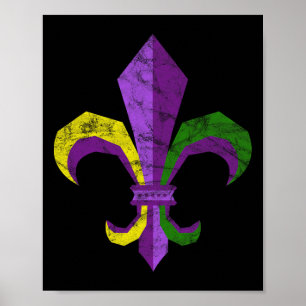 Póster Ropa de vestuario de Mardi Gras - Fleur De Lis Vin