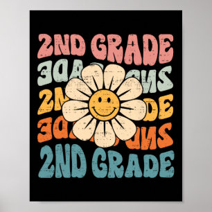 Póster Ropa de vuelta al cole de 2do grado Retro Segundo