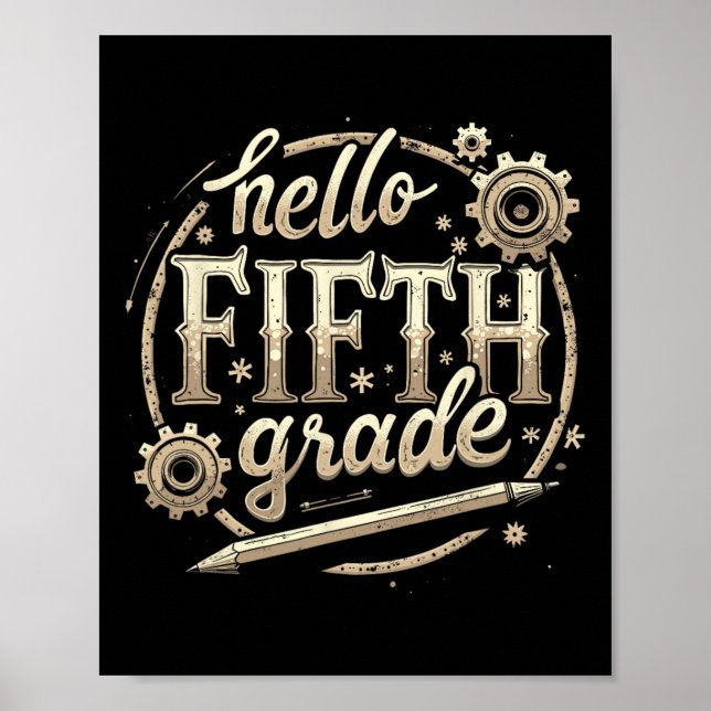 Póster Ropa de vuelta al cole para 5º grado Hello (Frente)