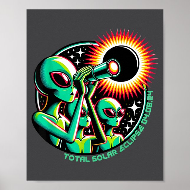 Póster Ropa divertida de alienígena eclipse solar total 4 (Frente)
