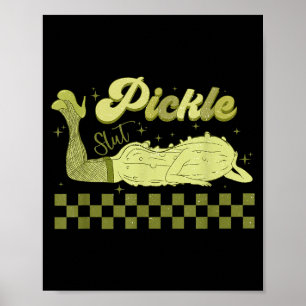 Póster Ropa divertida de comida enlatada de pepinillo ret