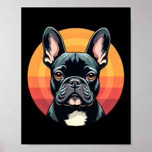 Póster Ropa divertida para Bulldog Francés con estilo ret