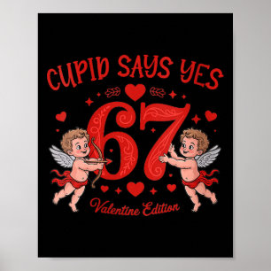 Póster Ropa divertida para mujeres 67 Cupido dice 67 pare