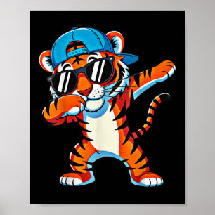 Póster Ropa Genial de Tigre con Dabbing Animales Divertid