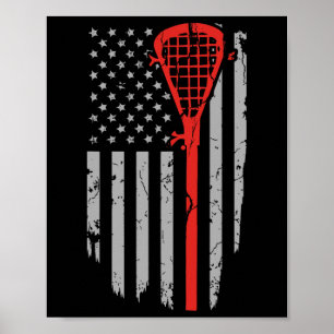 Póster Ropa juvenil de lacrosse de bandera estadounidense