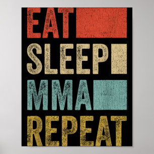 Póster Ropa Retro Come Duerme MMA Repite MMA Divertida MM
