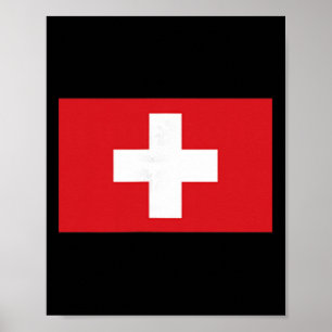 Póster Ropa Suiza Bandera Suiza Hiking Esquí Hombres M