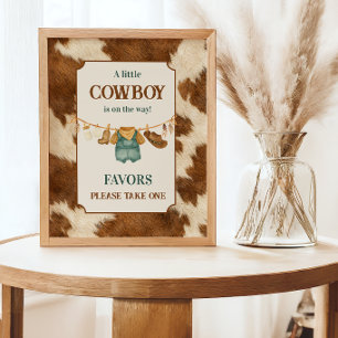 Póster Ropa Vaquera de Vaquero con Estampado de Vaca Líne