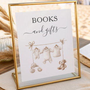 Póster Ropa y juguetes para bebés beige Libros y regalos