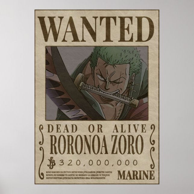 Póster RORANORA ZORO Una Pieza Se Quiere (Frente)