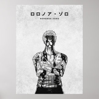 Póster Roronoa Zoro One Piece Minimalist Manga