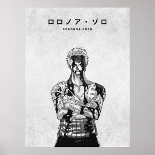 Póster Roronoa Zoro One Piece Minimalista Manga