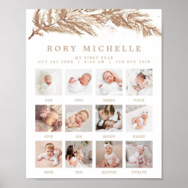 Póster RORY Boho Beige Winter Wonderland Photo Milestone