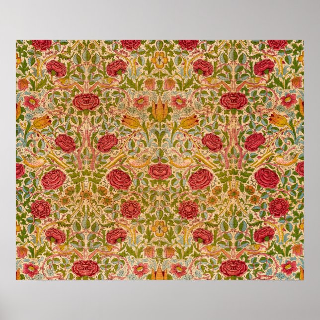 Póster Rosa, 1883 por William Morris (Frente)
