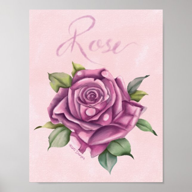 Póster Rosa acuarela  (Frente)
