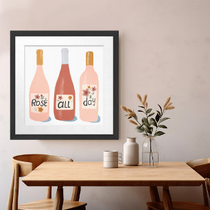 Póster Rosa ALL Day Wine Aovers Ilustracion