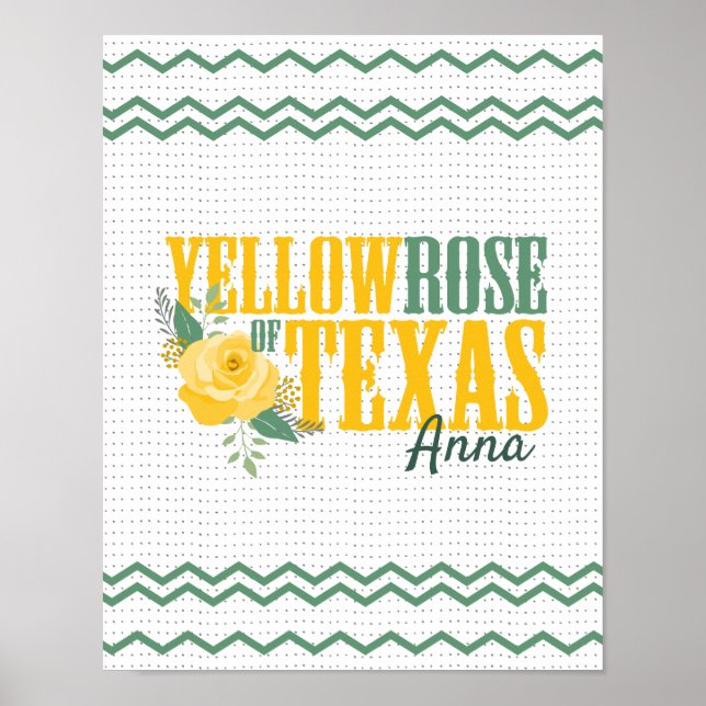 Póster Rosa amarilla de Texas - Rosa único (Frente)