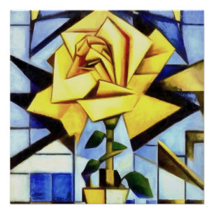 Póster Rosa Amarilla En Vida De Luminosidad Geométrica De