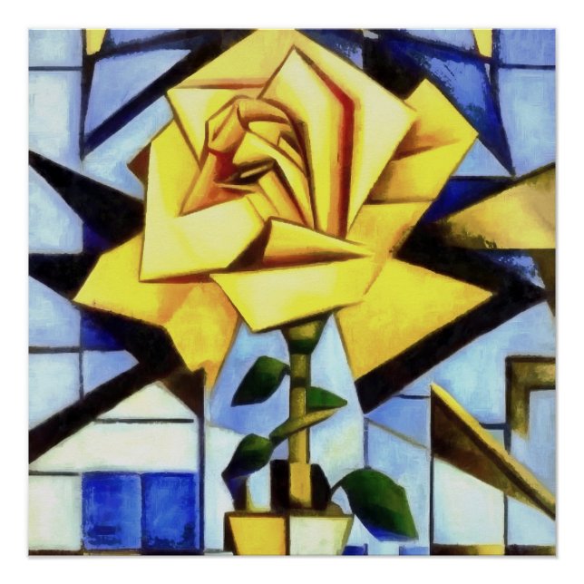 Póster Rosa Amarilla En Vida De Luminosidad Geométrica De (Anverso)