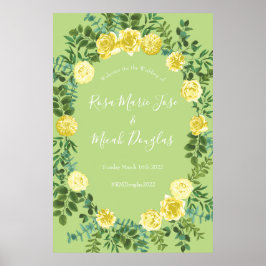 Póster Rosa amarillo claro y verde pálido Boda floral